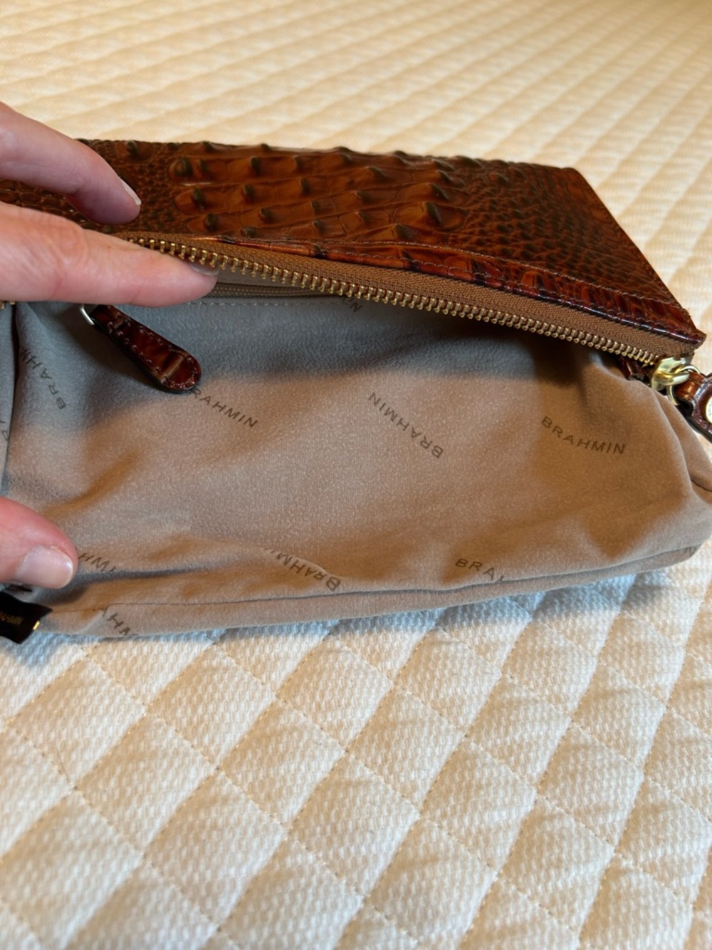 Brahmin Anna Wristlet in Pecan Melbourne - Picture 8 of 16